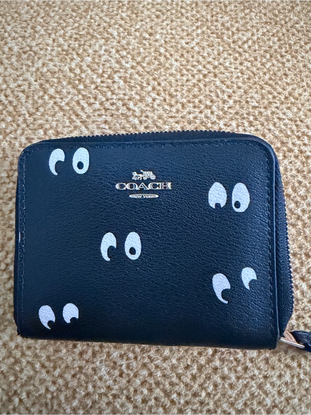 Coach Black Leather Zip Card Case — Disney Collaboration